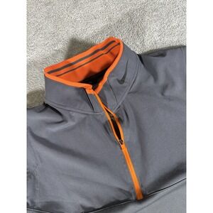 Nike Golf Sweater Mens Tour Performance Dri Fit  1/4 Zip Pullover L Gray/ Orange